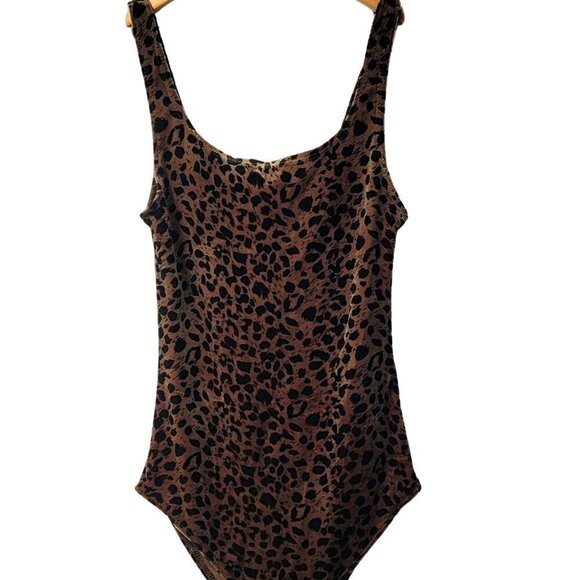TOPSHOP Animal Print Cheetah Leopard Velvet Bodysuit Size 4 - Picture 3 of 11